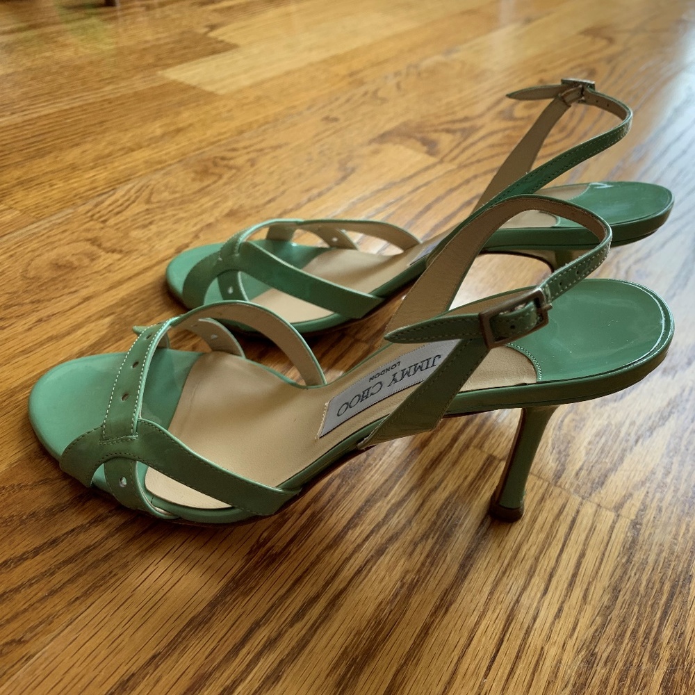 Jimmy Choo Mint Green patent sandals 7.5
